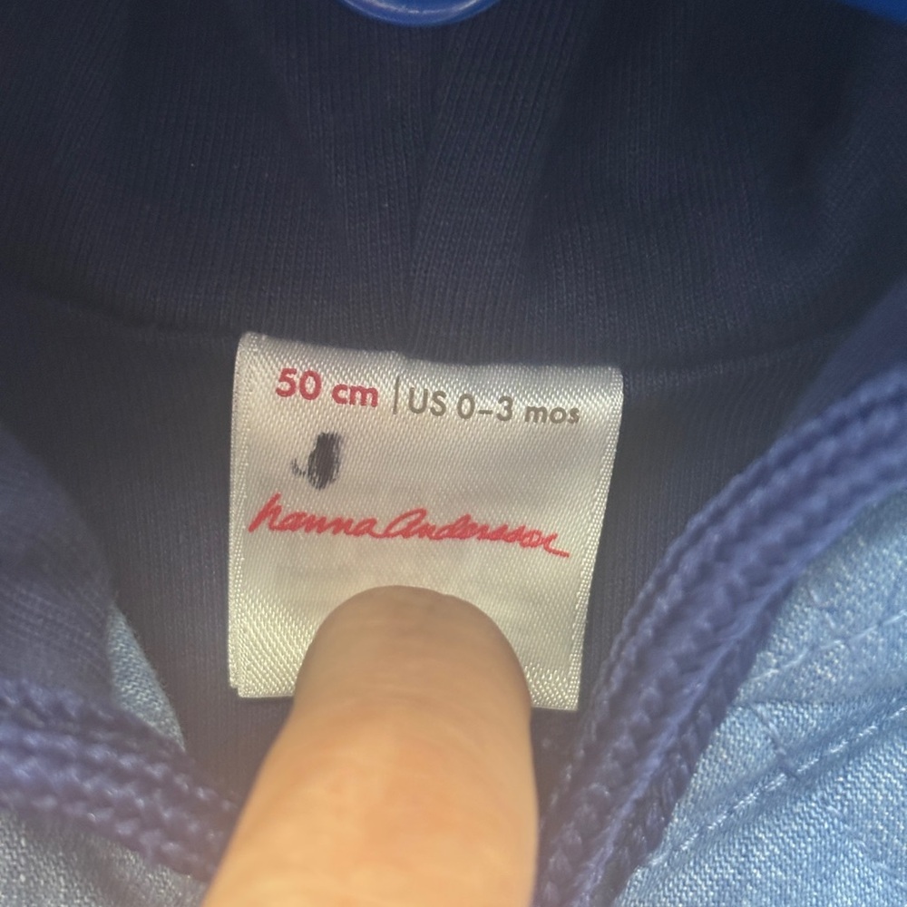 Hanna Andersson 0-3mo Quilted Chambray Hooded Jacket in Lght-Med Wash Blue, EUC - Picture 4 of 7